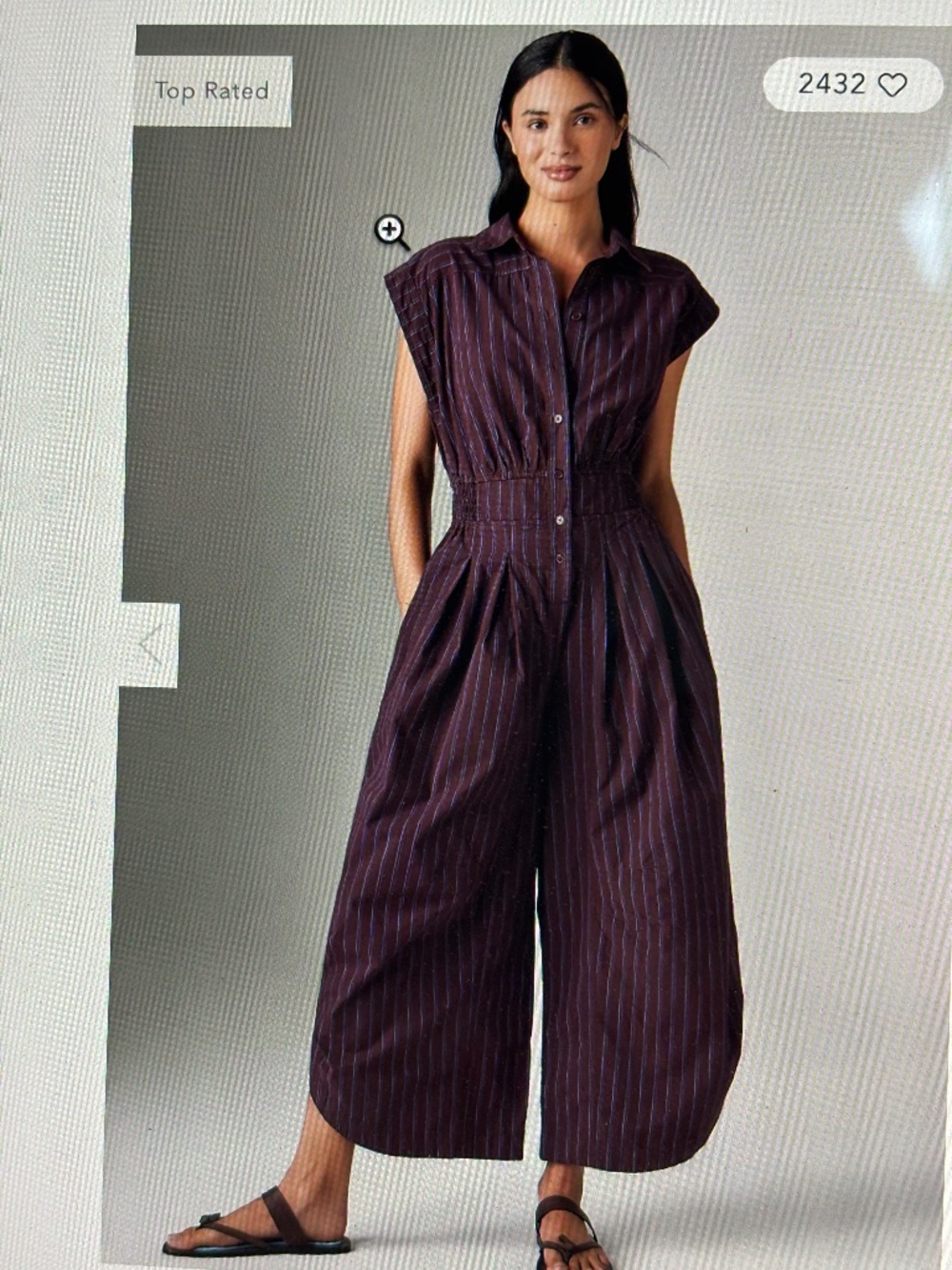 By Anthropology Striped Shirting Parachute Jumpsuit Size Medium